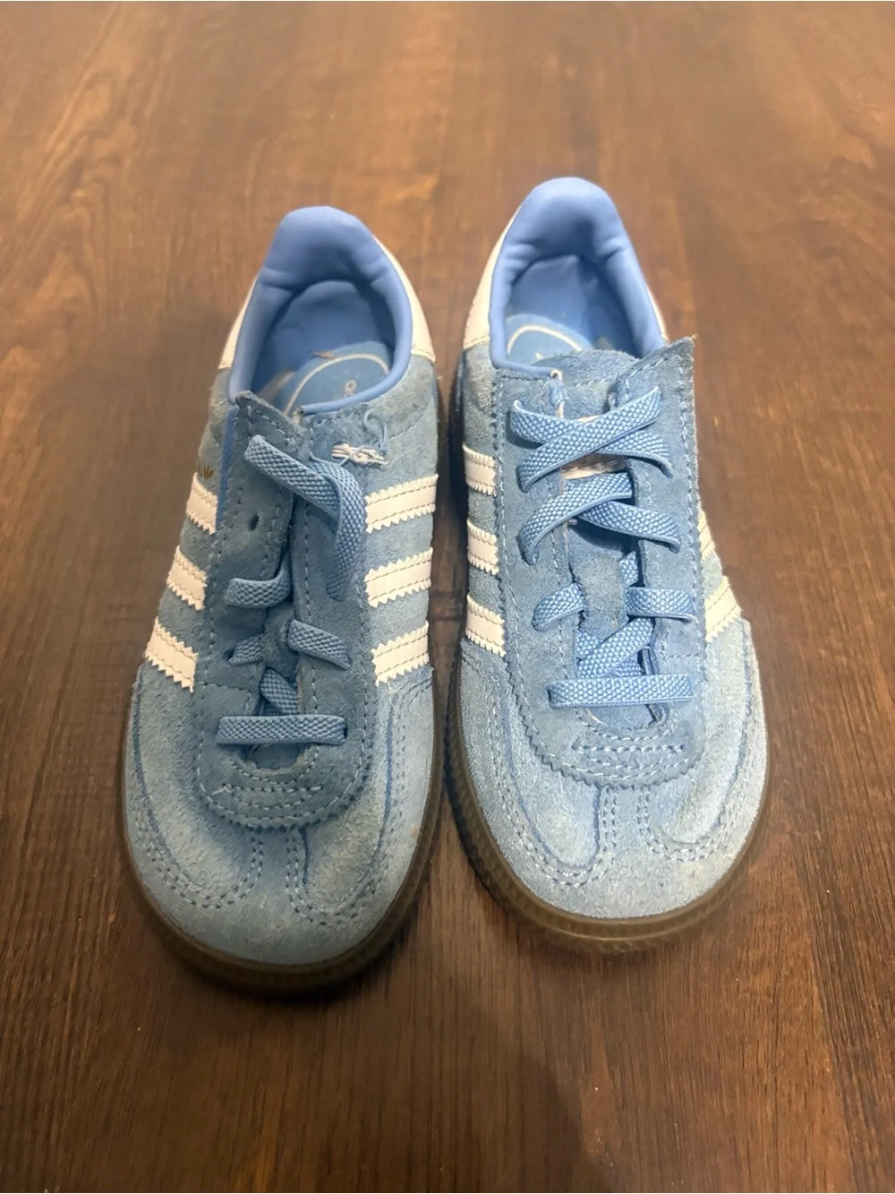 Adidas samba toddler size 9c Light Blue Suede Sneakers with White Stripes